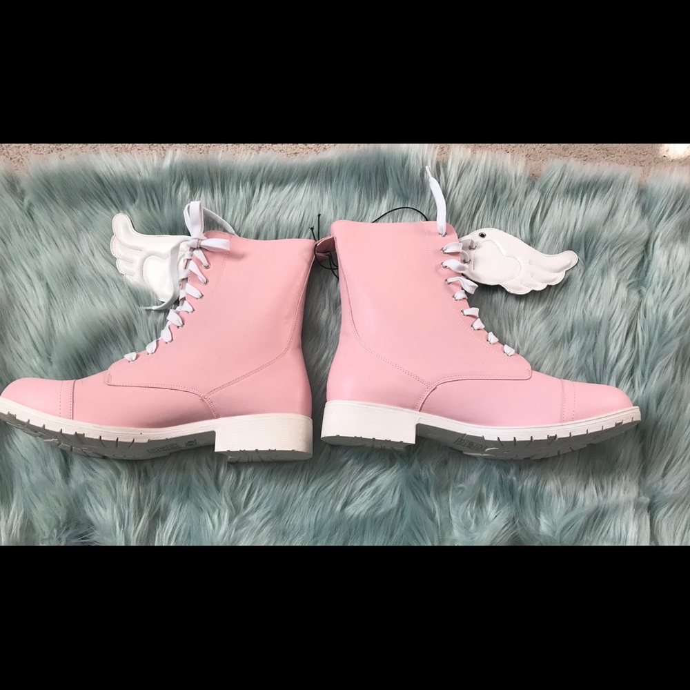 Kawaii winged combat boots
